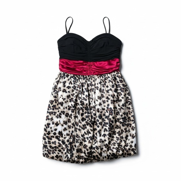 BCX Strapless Leopard Bubble Mini Dress - Size 5 - Picture 3 of 3